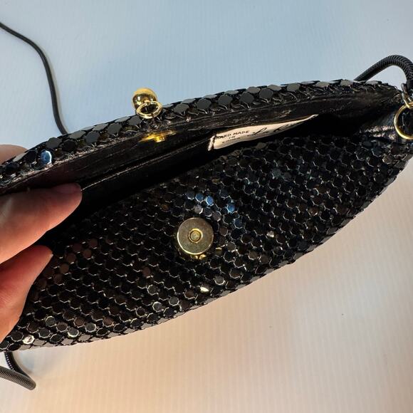 Vintage Handmade Mesh Metal Purse‎ Black Gold Whimsigoth Glam Coquette Girl - Picture 5 of 14